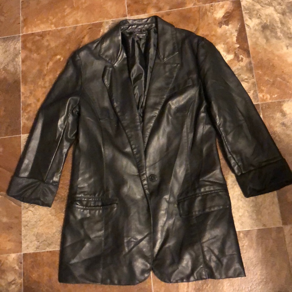 Black leather blazer